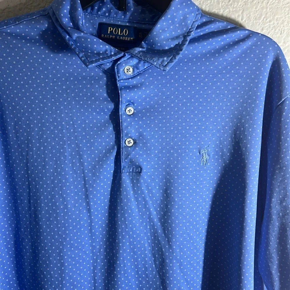 Polo Ralph Lauren Performance Polo Blue Micro Dot Golf Shirt XL Classic golf